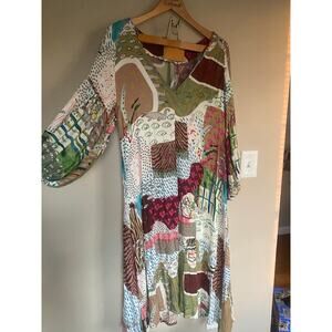 EUC Asha Eleven Linzi Dress Gorgeous Mixed Print L Anthropologie Contemporary